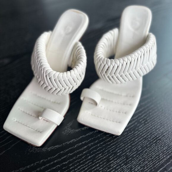 GIA / RHW Sandal Open Toe Slide Mule - EU 36 - White Leather Braided (OBO) - Picture 1 of 4